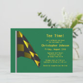 Green Gold Golf Drapeau Retraite Party Invitation (Debout devant)