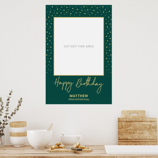 Green & Gold Happy Birthday Photo Lijst Prop Poster (Keuken)
