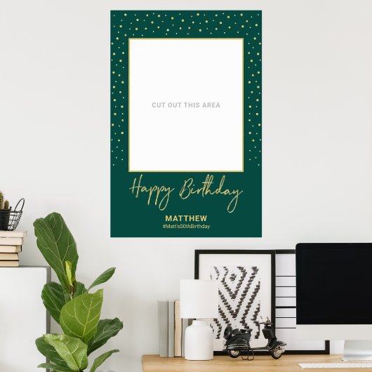 Green & Gold Happy Birthday Photo Lijst Prop Poster (Thuiskantoor)