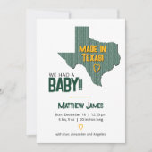 Green/Gold Herringbone Made in Texas Photo Baby Aankondiging (Voorkant)