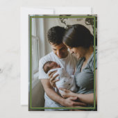 Green/Gold Herringbone Made in Texas Photo Baby Aankondiging (Achterkant)