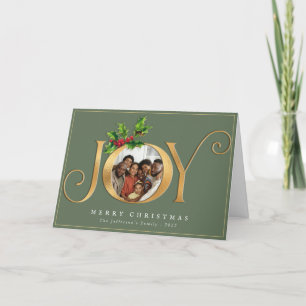 Green Gold Joy Elegant - Aangepaste kerstfoto Feestdagen Kaart