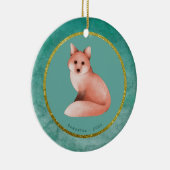 Green Gold Kerstmis Fox - Aangepaste naam Datum Keramisch Ornament (Rechts)