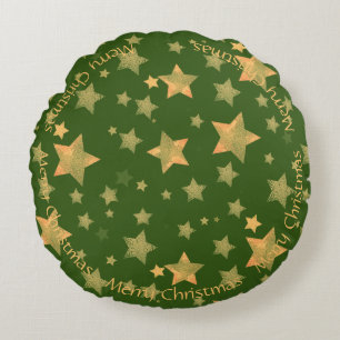 Green Gold kerstster Elegant Chic Rond Kussen