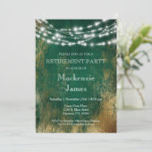 Green Gold Lights Retraite Party Invitation (Debout devant)
