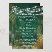 Green Gold Lights School Class Reunion Invitation (Devant / Derrière)