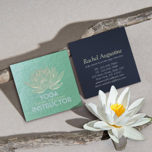 Green Gold Lotus Yoga Meditation Reiki Instructor Vierkante Visitekaartje