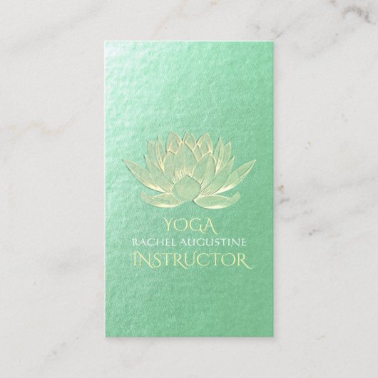Green Gold Lotus Yoga Meditation Reiki Instructor Visitekaartje (Voorkant)