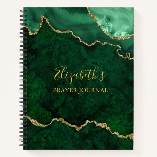 Green Gold Marble Agate Geode Prayer Journal Notitieboek (Voorkant)