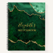 Green Gold Marble Agate Geode Sketchbook Notitieboek (Voorkant)