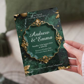 Green Gold Marble Wedding Invitation