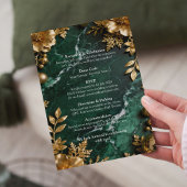 Green Gold Marble Wedding Invitation Kaart