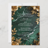 Green Gold Marble Wedding Invitation Kaart (Achterkant)