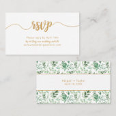 Green + Gold mariage site web rsvp carte en ligne (Devant / Derrière)