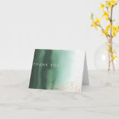 Green & Gold Modern Waterverf Ombre Hartelijk dank Kaart (Gele Bloem)