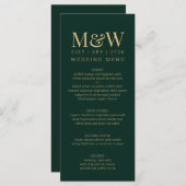 Green Gold Monogram Wedding Menu (Voorkant / Achterkant)