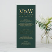 Green Gold Monogram Wedding Menu (Staand voorkant)