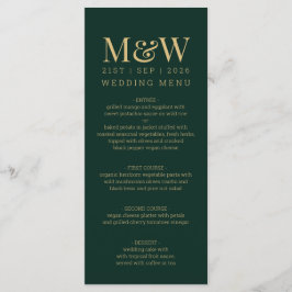Green Gold Monogram Wedding Menu