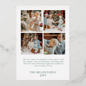 Green & Gold Peace Love Joy Oval Photo Christmas Folie Feestdagenkaart (Achterkant)