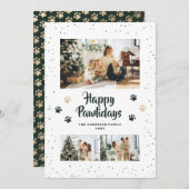 Green Gold Photo Happy Pawlidays Card Feestdagenkaart (Voorkant / Achterkant)