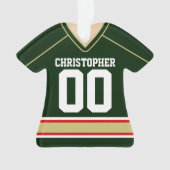 Green/Gold/Red Custom Hockey Jersey Ornament (voorkant)