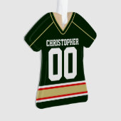 Green/Gold/Red Custom Hockey Jersey Ornament (voorkant)
