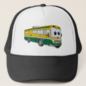 Green Gold RV Bus Camper Cartoon Trucker Pet (Voorkant)