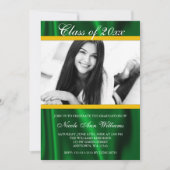 Green Gold Satin Faire-part de graduation photo (Devant)