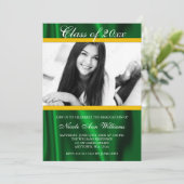 Green Gold Satin Faire-part de graduation photo (Debout devant)