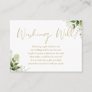 Green Gold Script Wishing Well Bruiloft Informatiekaartje