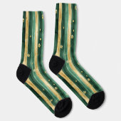 Green Gold Shamrock St. Patrick's Day Stripes Sokken (Rechts)
