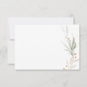 Green Gold Simple Greenery Waterverf Wedding RSVP Kaartje (Achterkant)