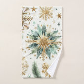 Green Gold Snowflake Fête Florale (Serviette à main)