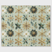 Green Gold Snowflake Holiday Luxe Modern Cadeaupapier (Vlak)