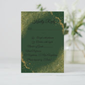 Green & Gold Spark Wedding RSVP Card (Debout devant)