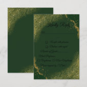 Green & Gold Spark Wedding RSVP Card (Devant / Derrière)