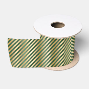 Green Gold Stripes kerstsatin Ribbon Lint