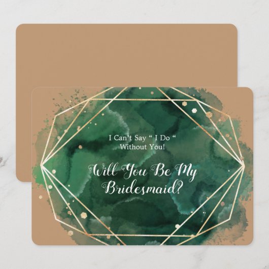 Green Gold Tan Serez-Vous Mon invitation D'Épouse (Devant / Derrière)