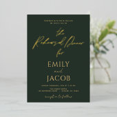 Green Gold Wedding Modern Typography Script Folie Uitnodiging (Staand Voorkant)