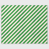 Green Gold White Diagonal Stripe Pattern Cadeaupapier (Vlak)