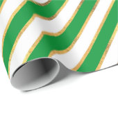 Green Gold White Diagonal Stripe Pattern Cadeaupapier (Rol Hoek)