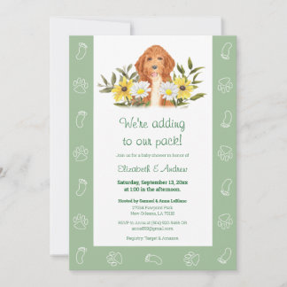 Green Golden Doodle Dog Baby shower uitnodiging
