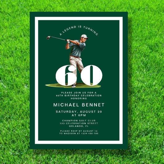 Green Golf 60th Birthday Invitation