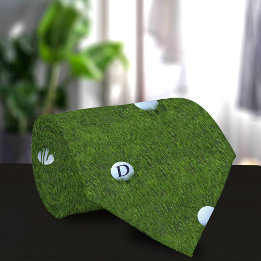 Green Golf Ball Monogram Golfer Dad Stropdas