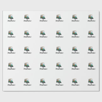 Green golf car name man sports boy gifts letter  cadeaupapier