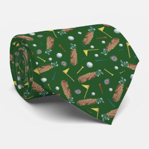 Green Golf Equipment Pattern Vaderdag Stropdas