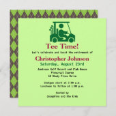 Green Golfer en chariot Retraite Party Invitation (Devant / Derrière)