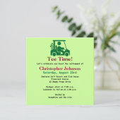 Green Golfer en chariot Retraite Party Invitation (Debout devant)