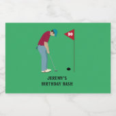 Green Golfer Putting Likeurfles Etiket (Enkel label)