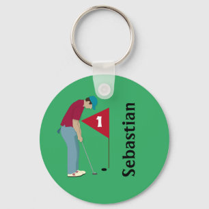 Green Golfer Putting Sleutelhanger